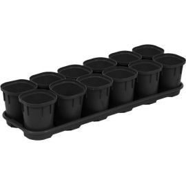 Набор горшков для выращивания рассады с поддоном, 12 шт х 200 мл, Smart Solution, оникс, INGREEN, фото 